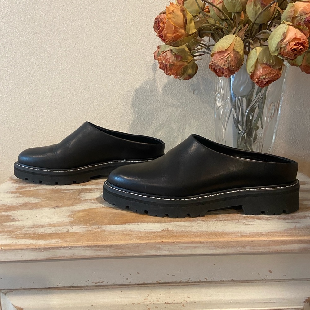 JENNI KAYNE Black Leather Lug Mule